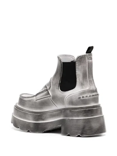 Alexander Wang Carter Panelled Leather Ankle Boots In Grey