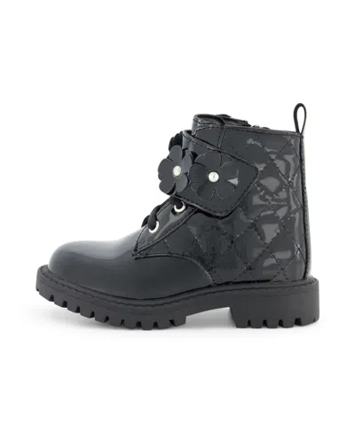 Shop Jessica Simpson Toddler Girls Daria Flower Moto Boot In Black