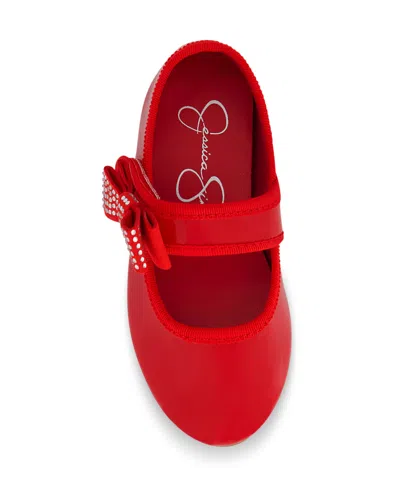 Jessica Simpson Toddler Girls Amy Crystal Bow Ballet Flat In Red