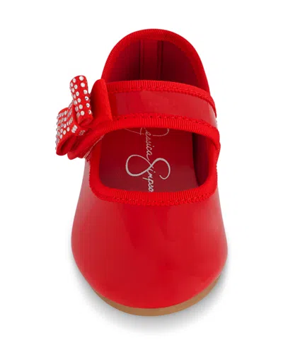 Jessica Simpson Toddler Girls Amy Crystal Bow Ballet Flat In Red