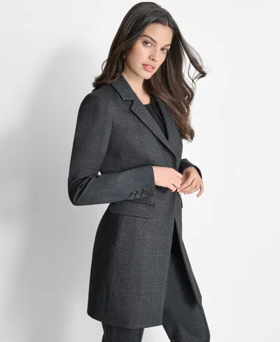 Dkny Womens Plaid Polyester One-button Blazer In Blk,ivy