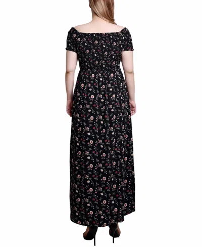 Ny Collection Women's Smocked Bodice Maxi Dress In Black Mauve Stemflrl