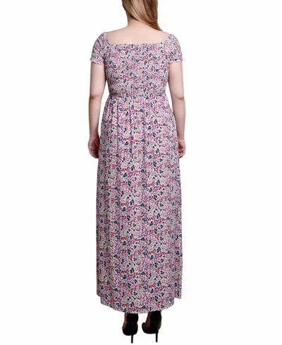 Ny Collection Women's Smocked Bodice Maxi Dress In Ivory Disty Flrl