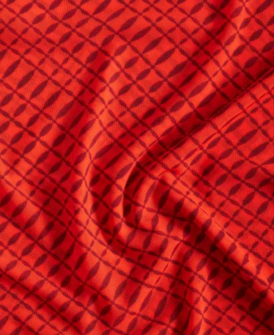On 34th Women's Patterned Mock-neck Mesh Top, Created For Macy's In Fiery Red