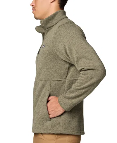 Columbia Men's Alto Pass Textured Knit Sweater Fleece Zip-front Jacket In Stone Green