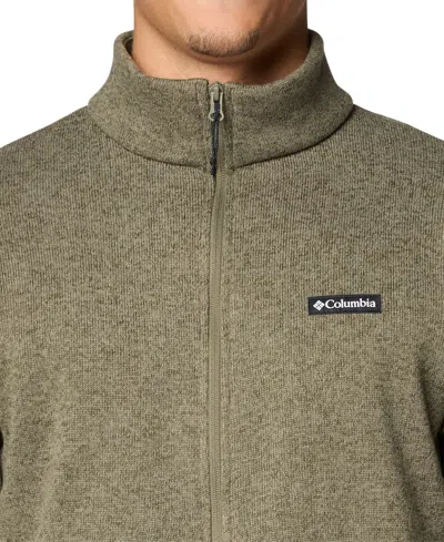 Columbia Men's Alto Pass Textured Knit Sweater Fleece Zip-front Jacket In Stone Green