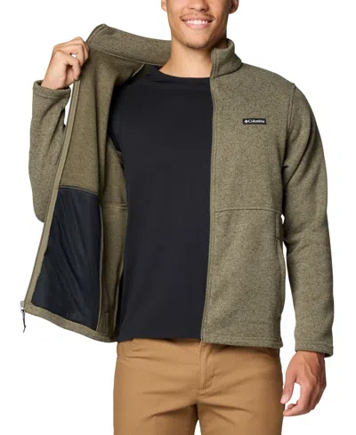 Columbia Men's Alto Pass Textured Knit Sweater Fleece Zip-front Jacket In Stone Green