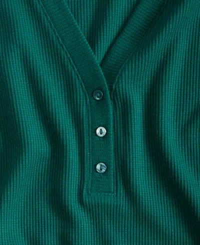 On 34th Women's V-neck Waffle-knit Top, Created For Macy's In Dark Fores