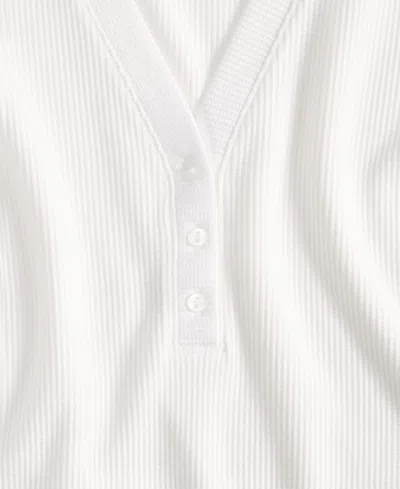On 34th Women's V-neck Waffle-knit Top, Created For Macy's In Washed Whi