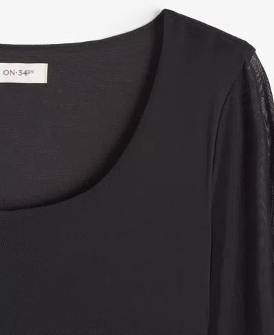 On 34th Women's Mesh Midi Dress, Created For Macy's In Deep Black