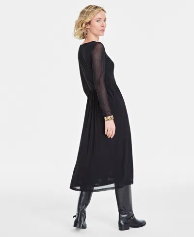 On 34th Women's Mesh Midi Dress, Created For Macy's In Deep Black