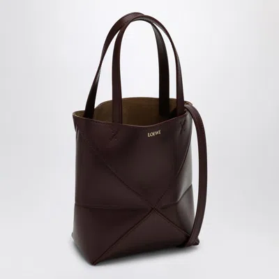 Loewe Puzzle Fold Convertible Medium Leather Tote In Burgundy