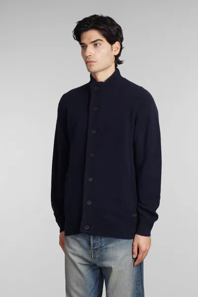 Shop Barbour Blue Wool Cardigan