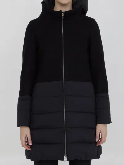 Shop Herno Coat In Wool And Nylon In Black