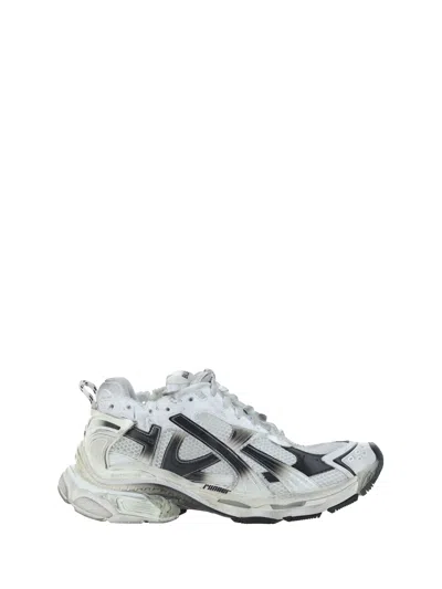 Shop Balenciaga Runner Sneakers In White Black