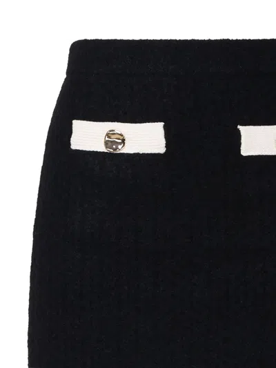 Self-portrait Knitted Miniskirt With Golden-effect Detail In Black