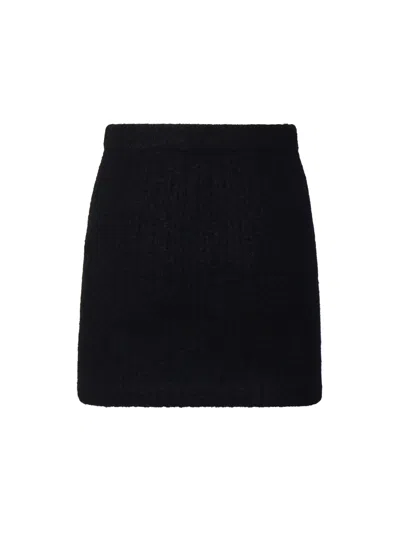 Self-portrait Knitted Miniskirt With Golden-effect Detail In Black