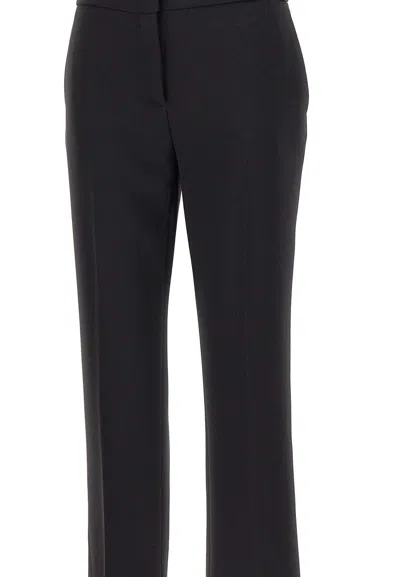 Shop Elisabetta Franchi Slits Cropped Crepe Trousers In Black