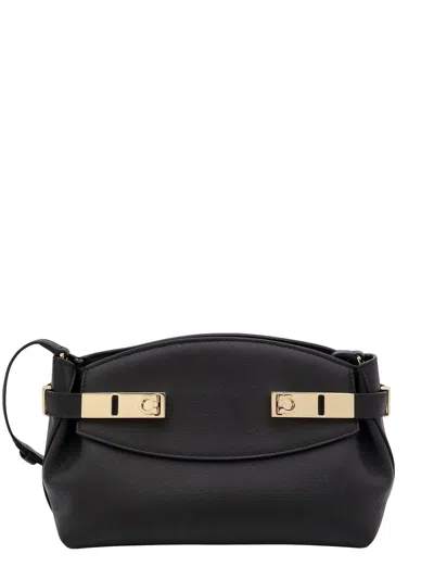 Shop Ferragamo Hug Shoulder Bag In Nero