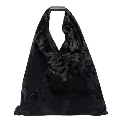 Shop Mm6 Maison Margiela Japanese Faux Fur Bag In Nero