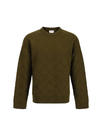 Shop Bottega Veneta 3d Intreccio Crewneck Jumper In Olive Oil