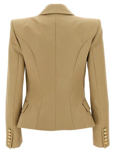 Shop Balmain Chiocciola Button Blazer In Beige