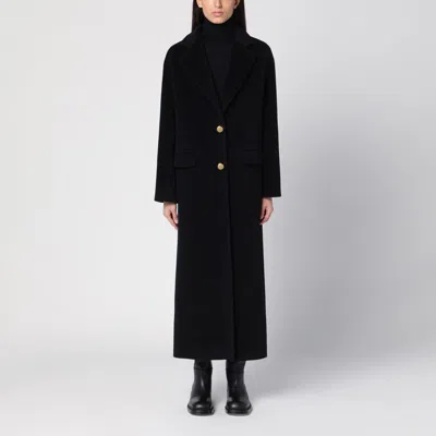 Shop Tagliatore Black Single-breasted Coat In Angora Blend In Nero