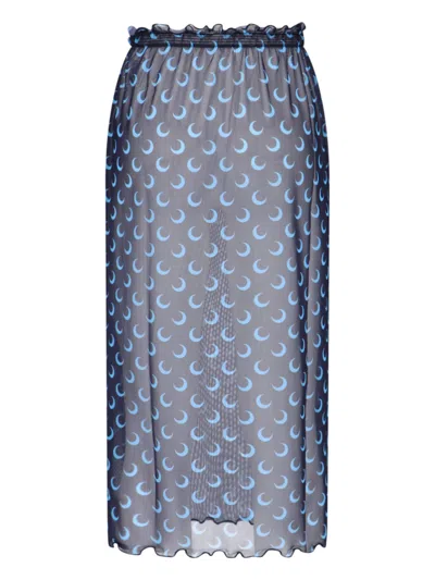 Shop Marine Serre Moon Mesh Midi Skirt In Navy