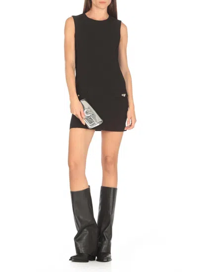 Shop Pinko Firmo Sleeveless Mini Dress In Nero Limousine