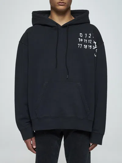 Shop Mm6 Maison Margiela Logo Cotton Hoodie In Nero