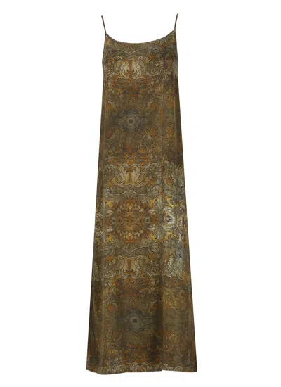 Shop Uma Wang Dress With Floral Pattern In Mustard