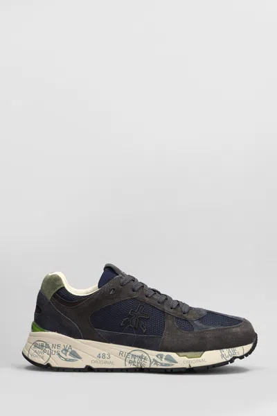 Premiata Mase Sneakers With Contrast Stitching And Mesh Panels In Marrone