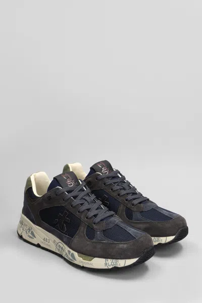 Premiata Mase Sneakers With Contrast Stitching And Mesh Panels In Marrone