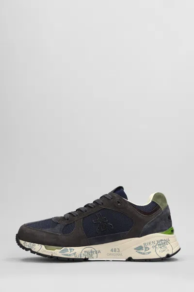 Premiata Mase Sneakers With Contrast Stitching And Mesh Panels In Marrone