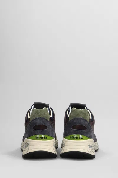 Premiata Mase Sneakers With Contrast Stitching And Mesh Panels In Marrone