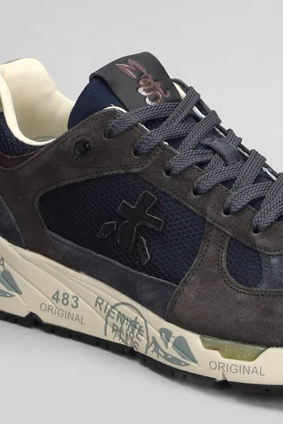 Premiata Mase Sneakers With Contrast Stitching And Mesh Panels In Marrone