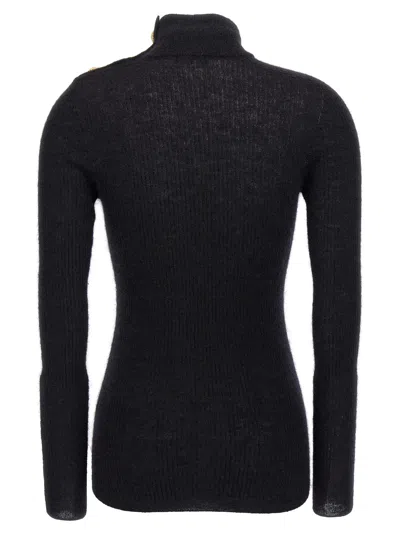 Shop Balmain Mohair Button Sweater In Noir