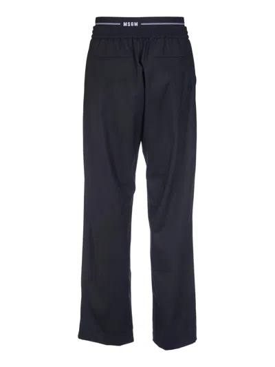Msgm Wool Pants In Nero