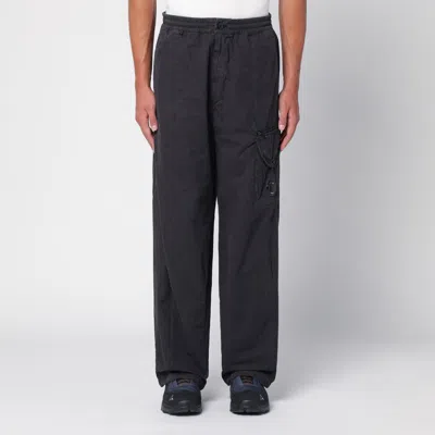 Shop C.p. Company Black Washed Cotton Cargo Trousers In Carbone