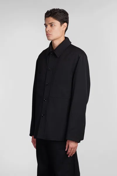 Shop Lemaire Shirt In Black Cotton In Bk999 Black