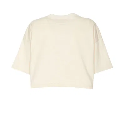 Shop Bottega Veneta Cropped T-shirt With V-pocket In Soap