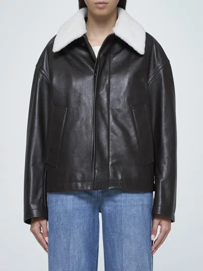 Shop Bottega Veneta Leather Jacket In Fondant