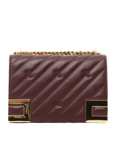 Elisabetta Franchi Medium Quilted Chain-linked Crossbody Bag In Bordeaux
