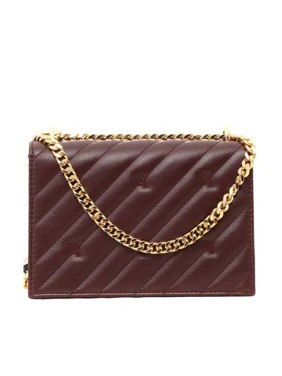 Elisabetta Franchi Medium Quilted Chain-linked Crossbody Bag In Bordeaux