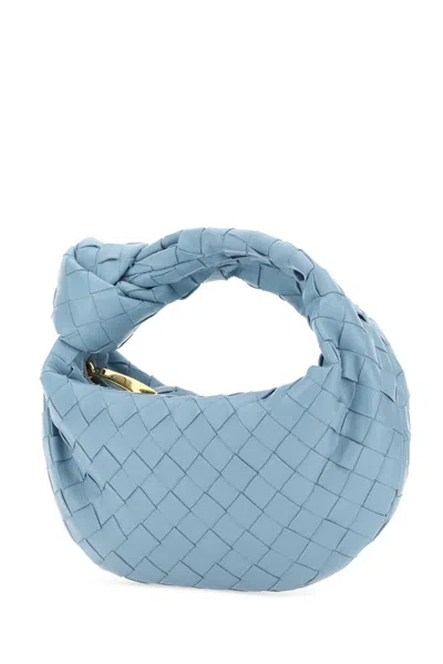 Shop Bottega Veneta Powder Blue Nappa Leather Mini Jodie Handbag In Ice/gold