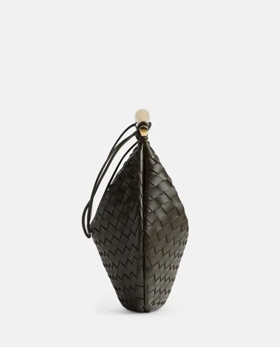 Shop Bottega Veneta Medium Sardine Leather Top Handle Bag In Kaki/m Brass