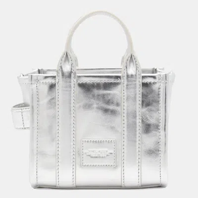 Shop Marc Jacobs Silver Leather The Mini Tote