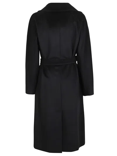 Weekend Max Mara Resina Double Breasted Wool Coat In Nero