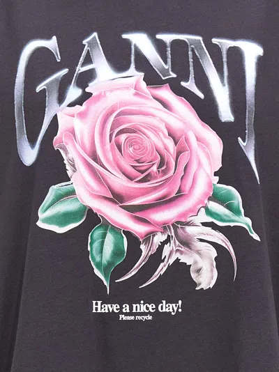 Shop Ganni Rose T-shirt In Phantom