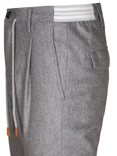 Eleventy Drawstring Pleated Trousers In Grey